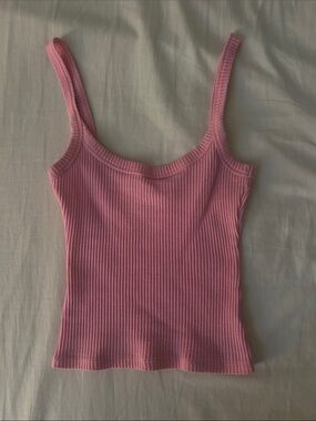 SUPRE Pink Ribbed Tank Top with Slim Straps